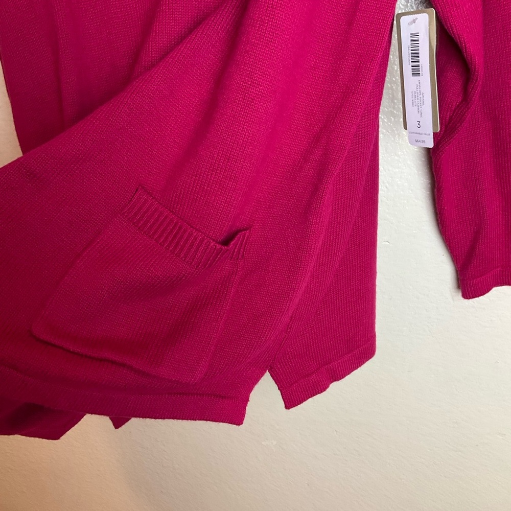 Chico's Fuchsia Cowl Neck TunicSweater Button Detail Cozy Knit Pullover size 3 - Picture 11 of 15
